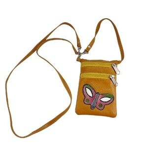 Butterfly Crossbody Butterfly Handbag Purse Tan Travel Phone Shoulder Bag 5.5x4"